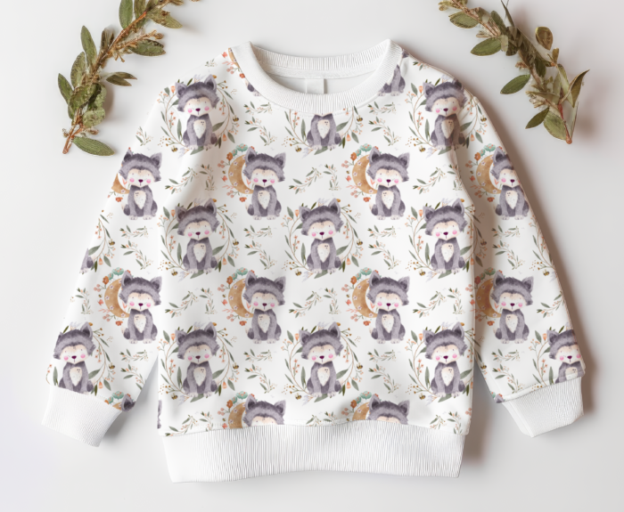 Tissu Imprimé Exclusif Loup Mignon Lune, 10 tissus au choix – Image 3