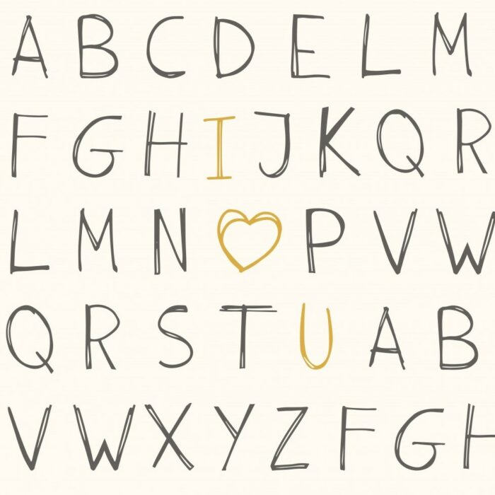 Tissu Imprimé Alphabet I Love You, 7 tissus au choix