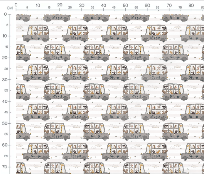Tissu Imprimé Animaux Bus Gris, 7 tissus au choix – Image 3