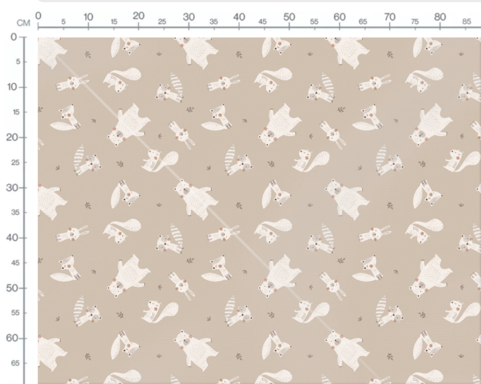 Tissu Imprimé Animaux Foret Dessin Beige, 10 tissus au choix – Image 2