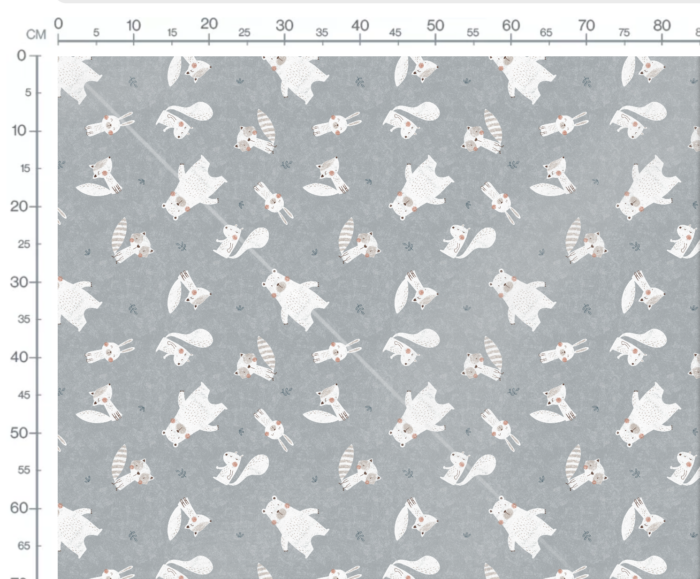 Tissu Imprimé Animaux Foret Dessin Gris, 7 tissus au choix – Image 3