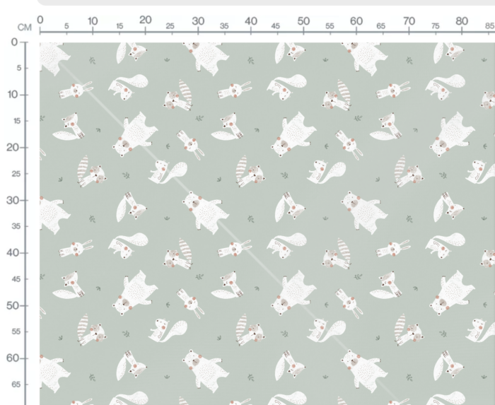 Tissu Imprimé Animaux Foret Dessin Vert, 7 tissus au choix – Image 3