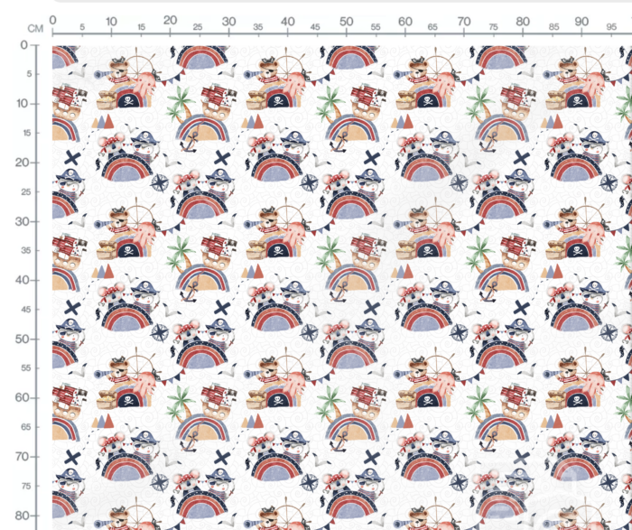Tissu Imprimé Animaux Pirates Arc-en-ciel, 7 tissus au choix – Image 3