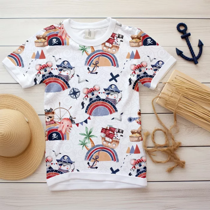 Tissu Imprimé Animaux Pirates Arc-en-ciel, 7 tissus au choix – Image 4