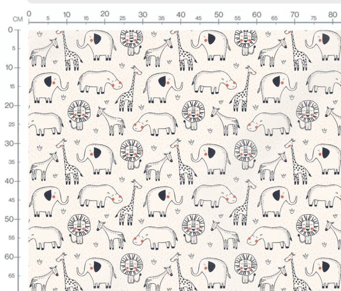 Tissu Imprimé Animaux Safari Dessin Beige, 7 tissus au choix – Image 3