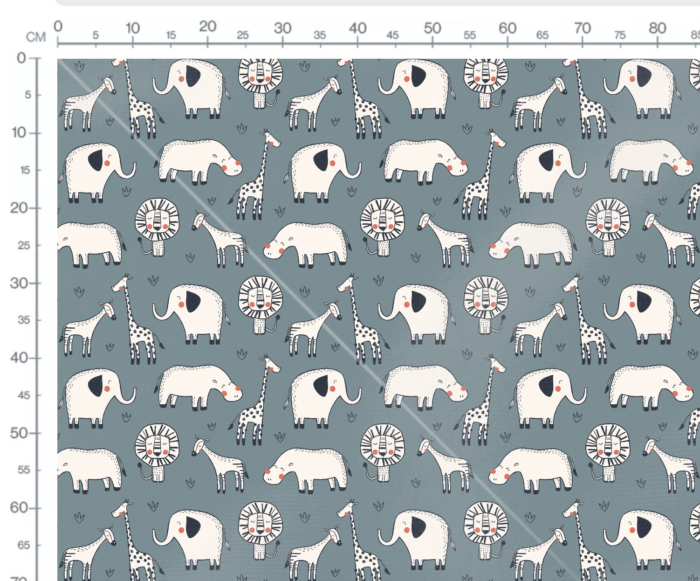 Tissu Imprimé Animaux Safari Dessin Bleu, 7 tissus au choix – Image 3