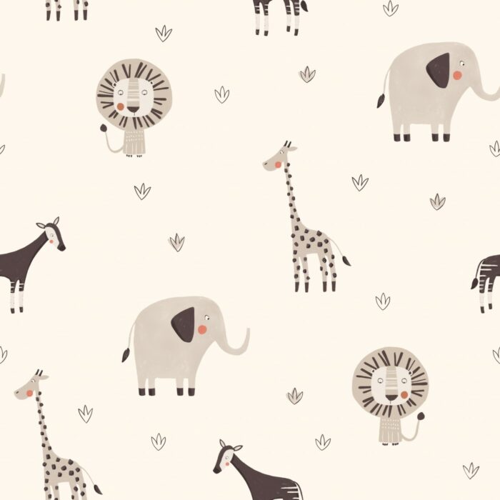 Tissu Imprimé Animaux Savane Crème, 10 tissus au choix