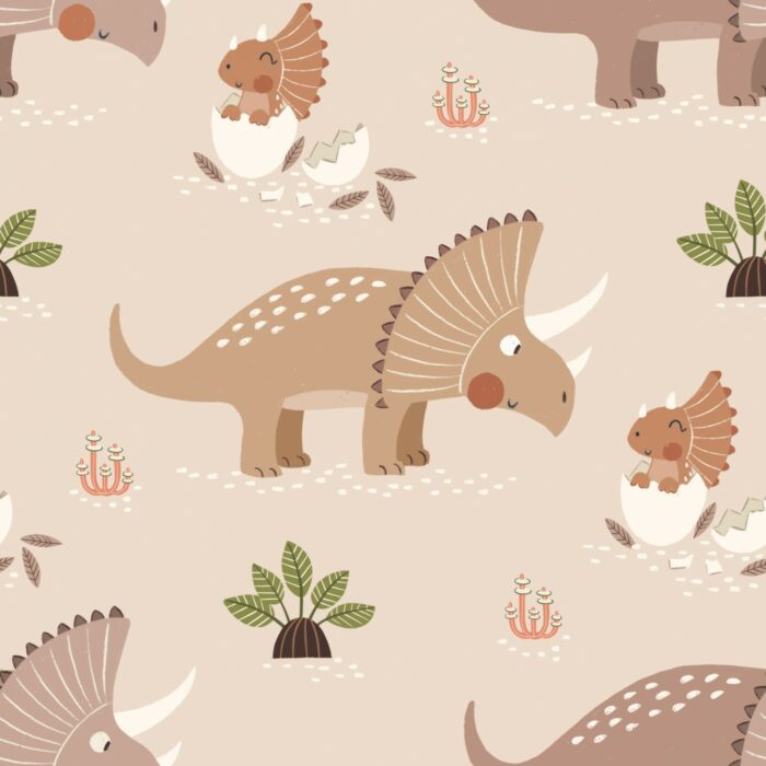 Tissu Imprimé Bebe Dinosaure Beige, 7 tissus au choix