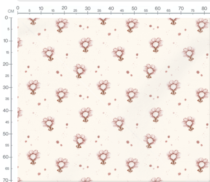 Tissu Imprimé Bebe Fille Fleur Crème, 7 tissus au choix – Image 3