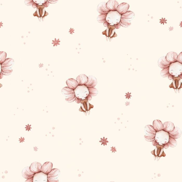 Tissu Imprimé Bebe Fille Fleur Crème, 7 tissus au choix