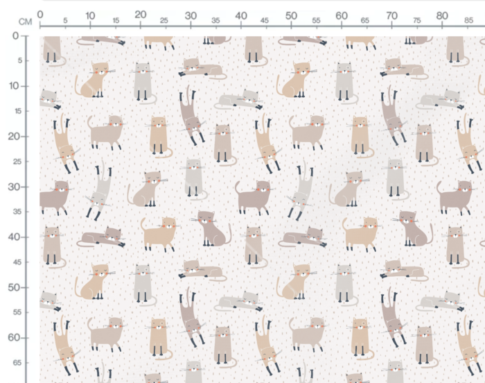 Tissu Imprimé Chats Mignons Beige, 7 tissus au choix – Image 3