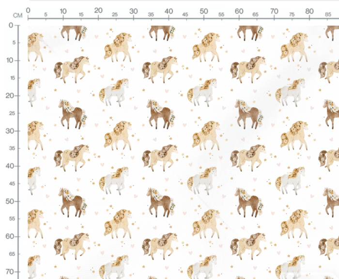 Tissu Imprimé Chevaux Fleuris Coeurs Blanc, 7 tissus au choix – Image 3