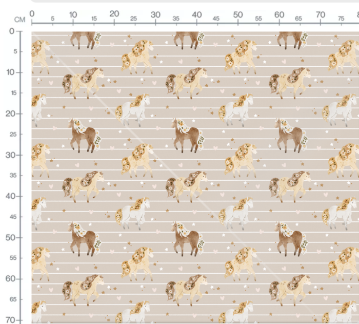 Tissu Imprimé Chevaux Fleuris Coeurs Rayé, 7 tissus au choix – Image 3