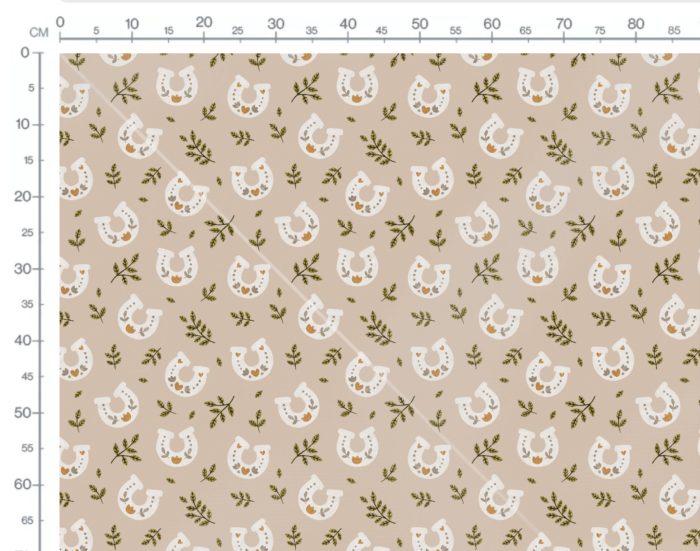 Tissu Imprimé Chevaux Fleuris Fer Beige, 7 tissus au choix – Image 3