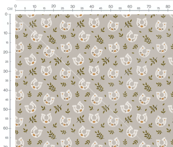 Tissu Imprimé Chevaux Fleuris Fer Gris, 7 tissus au choix – Image 3