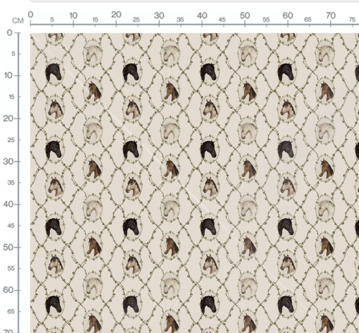 Tissu Imprimé Chevaux Vintage Crème, 7 tissus au choix – Image 3