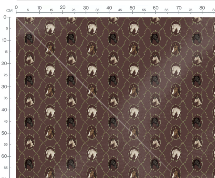 Tissu Imprimé Chevaux Vintage Marron, 7 tissus au choix – Image 3