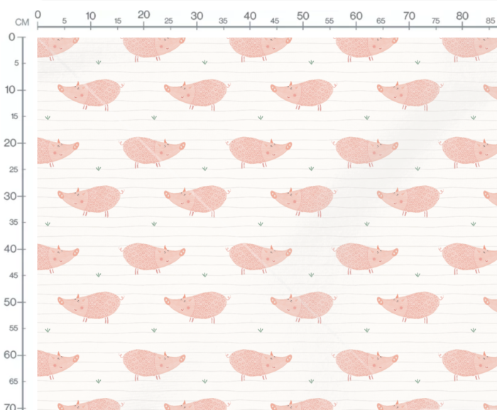 Tissu Imprimé Cochon Heureux Rose, 7 tissus au choix – Image 3