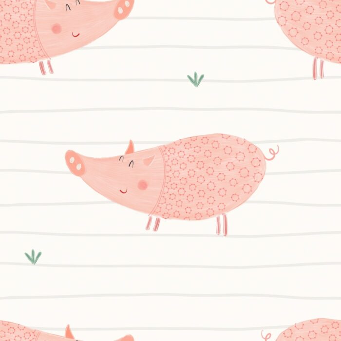 Tissu Imprimé Cochon Heureux Rose, 7 tissus au choix