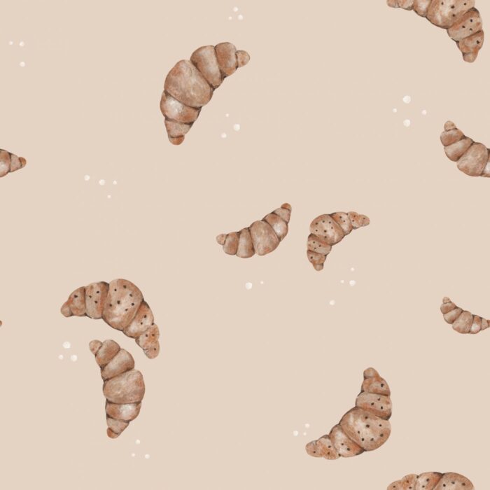Tissu Imprimé Croissant Délice Beige, 7 tissus au choix