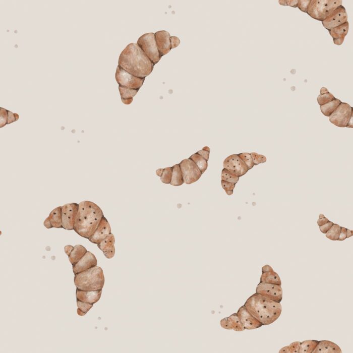 Tissu Imprimé Croissant Délice Beige Gris, 7 tissus au choix