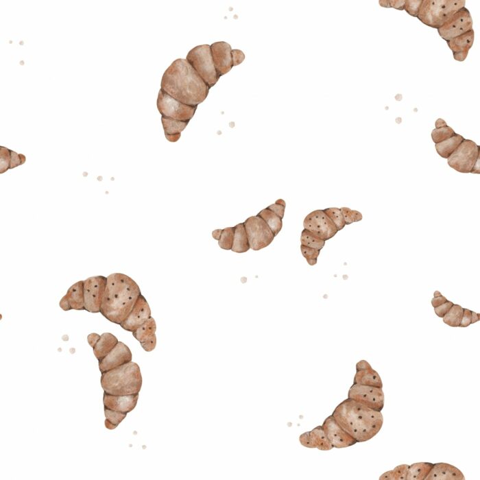 Tissu Imprimé Croissant Délice Blanc, 7 tissus au choix