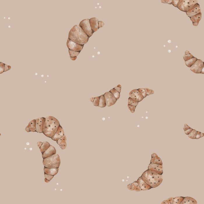 Tissu Imprimé Croissant Délice Taupe, 7 tissus au choix
