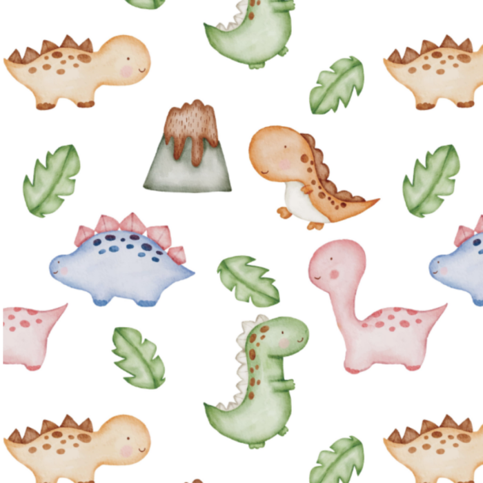 Tissu Imprimé Dinosaure Adorable Aquarelle, 7 tissus au choix
