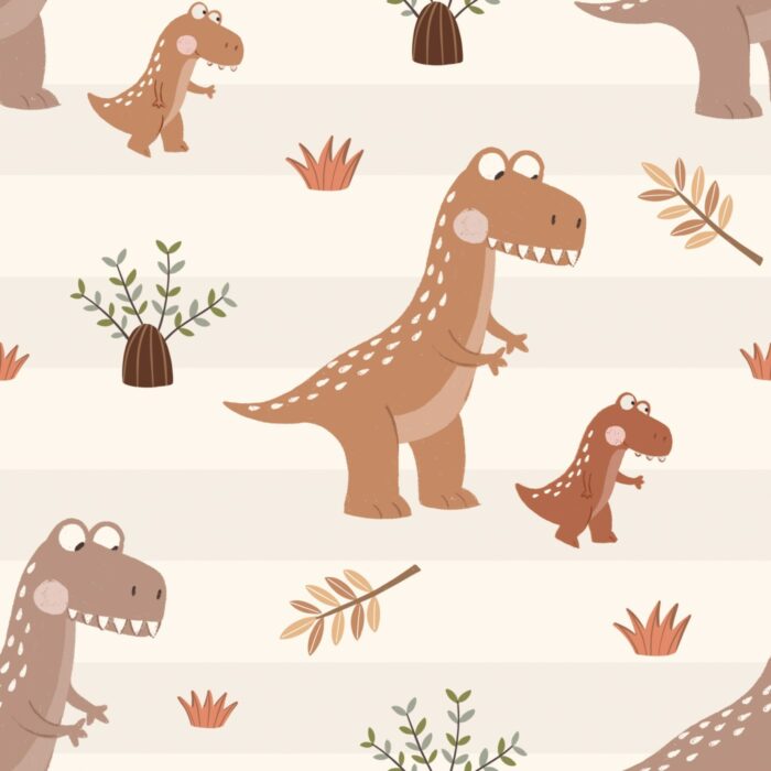 Tissu Imprimé Dinosaure avec Maman Beige, 7 tissus au choix