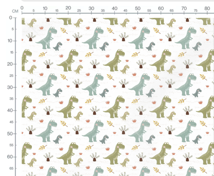 Tissu Imprimé Dinosaure avec Maman Vert, 7 tissus au choix – Image 3