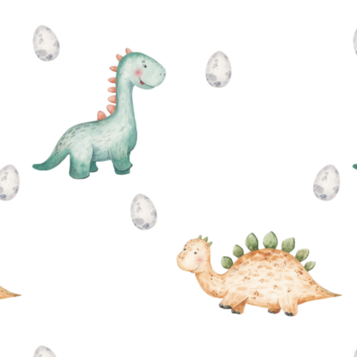 Tissu Imprimé Exclusif Dinosaure Amis Vert, 7 tissus au choix