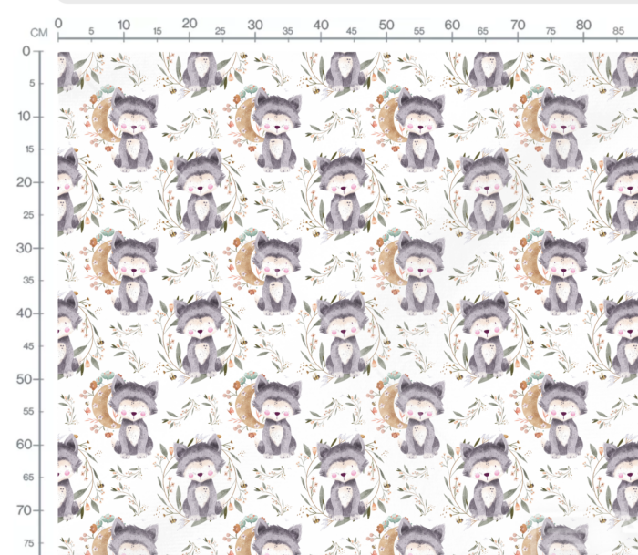 Tissu Imprimé Exclusif Loup Mignon Lune, 10 tissus au choix – Image 2