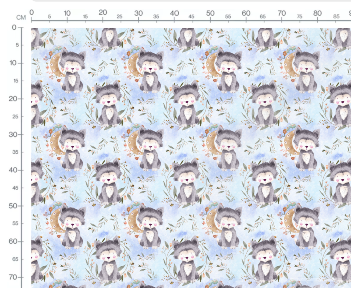 Tissu Imprimé Exclusif Loup Mignon Lune Bleu, 7 tissus au choix – Image 2