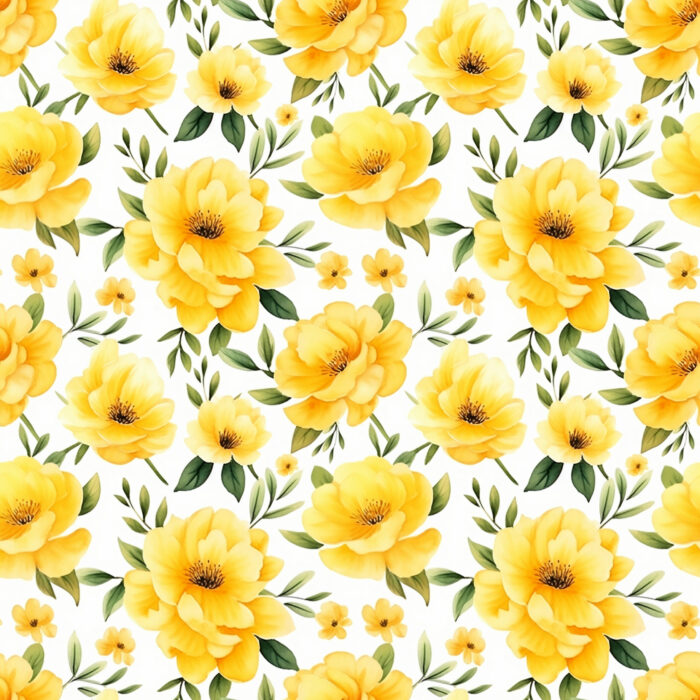 Tissu Imprimé Fleuri Laure Jaune, 7 tissus au choix