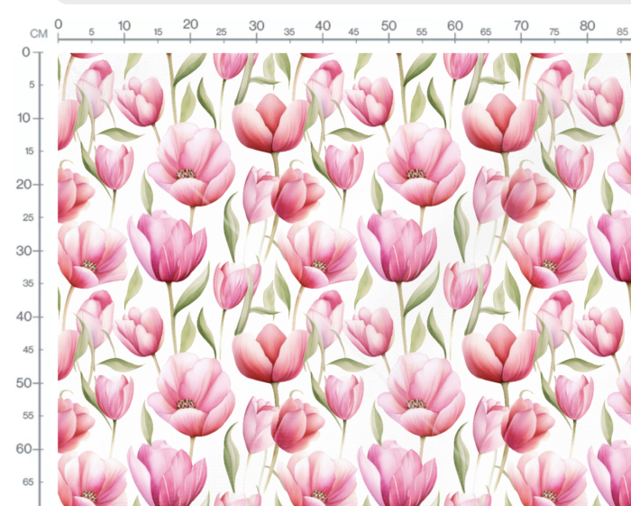 Tissu Imprimé Fleuri Tulipes Roses Blanc, 7 tissus au choix – Image 3