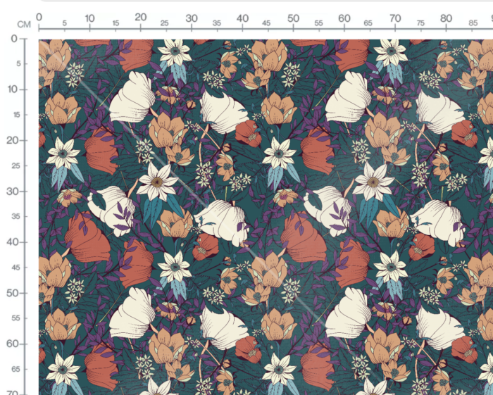 Tissu Imprimé Fleuri Victoria Bleu, 7 tissus au choix – Image 3
