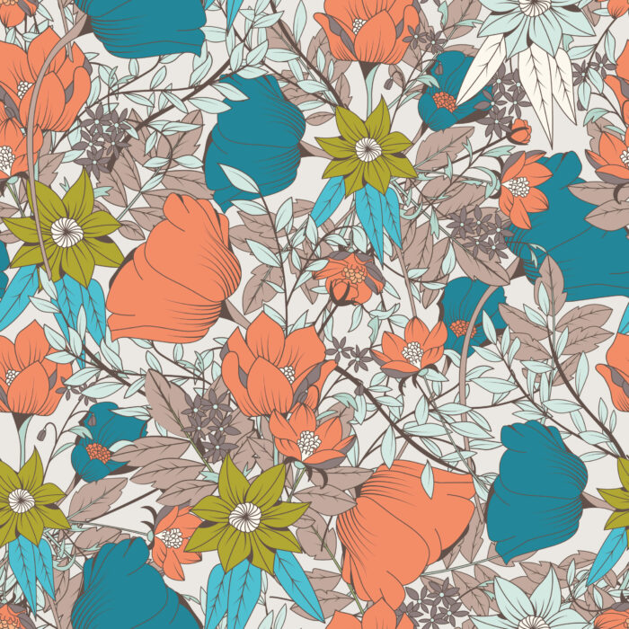 Tissu Imprimé Fleuri Victoria Couleurs, 7 tissus au choix