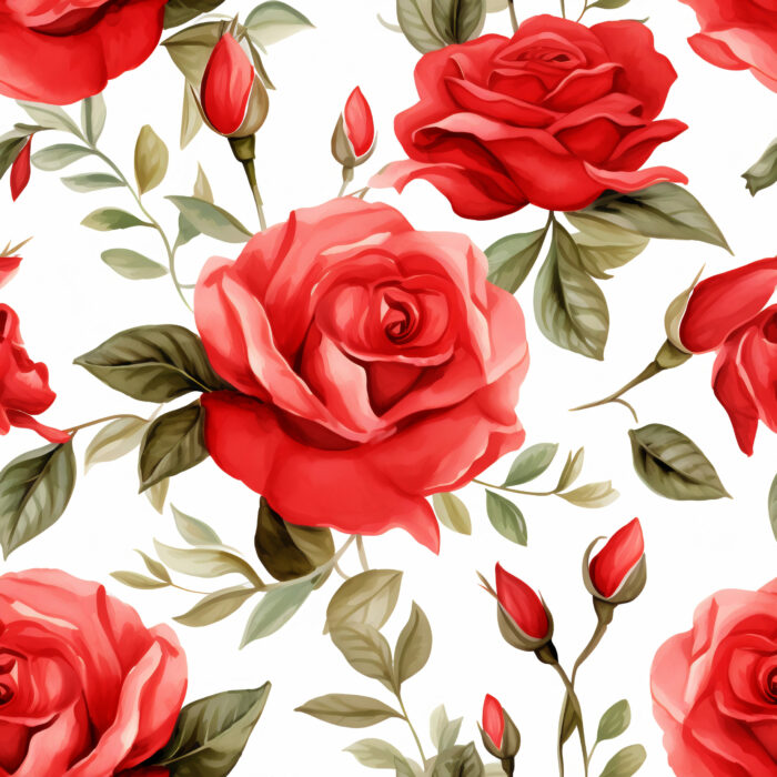 Tissu Imprimé Fleuri Vintage Rose Rouge, 7 tissus au choix
