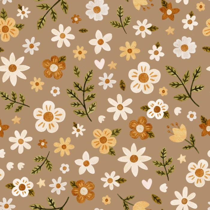 Tissu Imprimé Fleurs de Campagne Beige, 7 tissus au choix