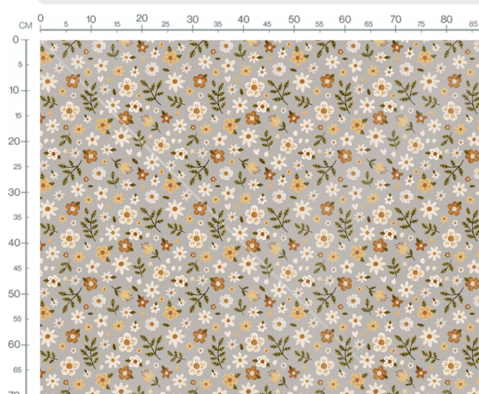 Tissu Imprimé Fleurs de Campagne Gris, 7 tissus au choix – Image 3