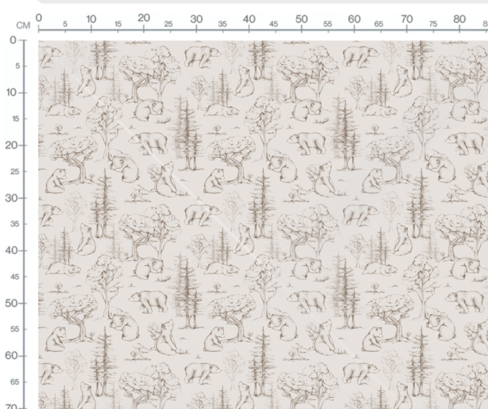 Tissu Imprimé Foret Ourson Dessin Beige, 10 tissus au choix – Image 2