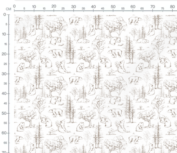 Tissu Imprimé Foret Ourson Dessin Blanc, 10 tissus au choix – Image 2