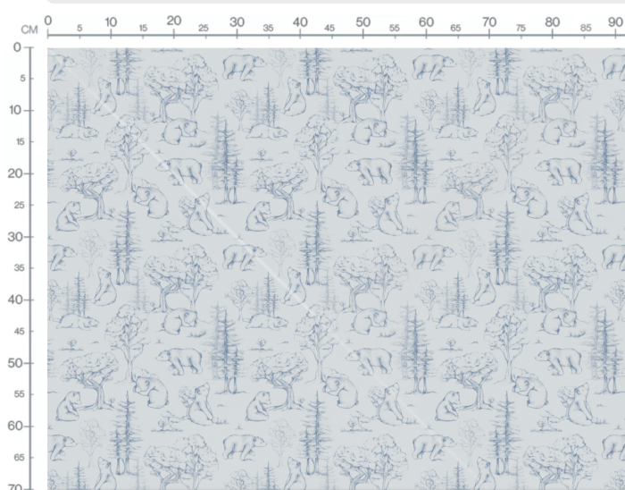 Tissu Imprimé Foret Ourson Dessin Bleu, 7 tissus au choix – Image 3