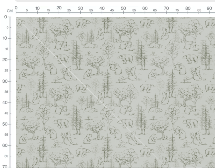 Tissu Imprimé Foret Ourson Dessin Vert, 7 tissus au choix – Image 3