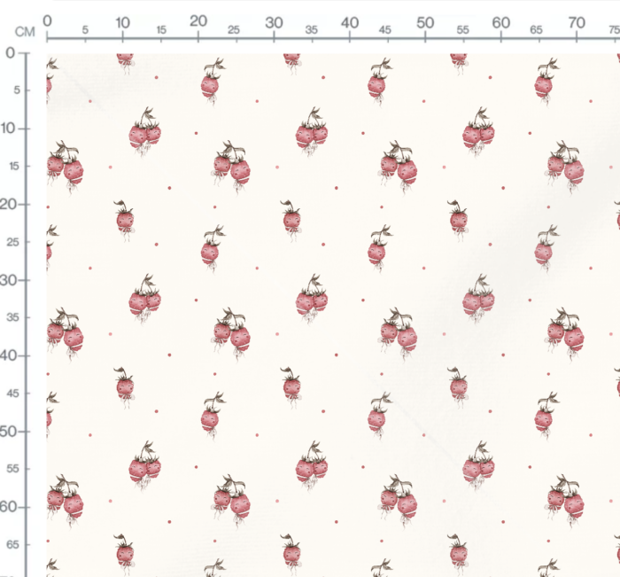 Tissu Imprimé Fruits Framboises Calin Crème, 7 tissus au choix – Image 3