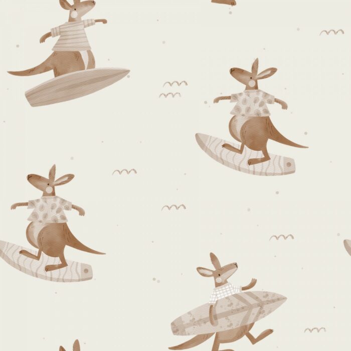 Tissu Imprimé Kangourou Surf Beige, 7 tissus au choix