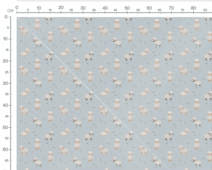 Tissu Imprimé Moutons Mignons Bleu, 7 tissus au choix – Image 3