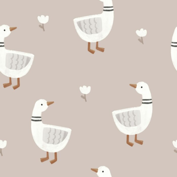 Tissu Imprimé Oie Tulipes Beige, 7 tissus au choix
