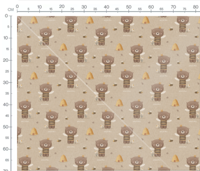 Tissu Imprimé Ourson Mignon Abeille Caramel, 7 tissus au choix – Image 3