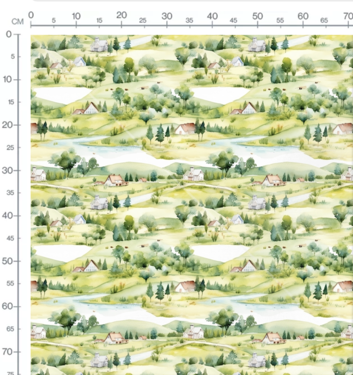 Tissu Imprimé Paysage Aquarelle Vert, 7 tissus au choix – Image 4